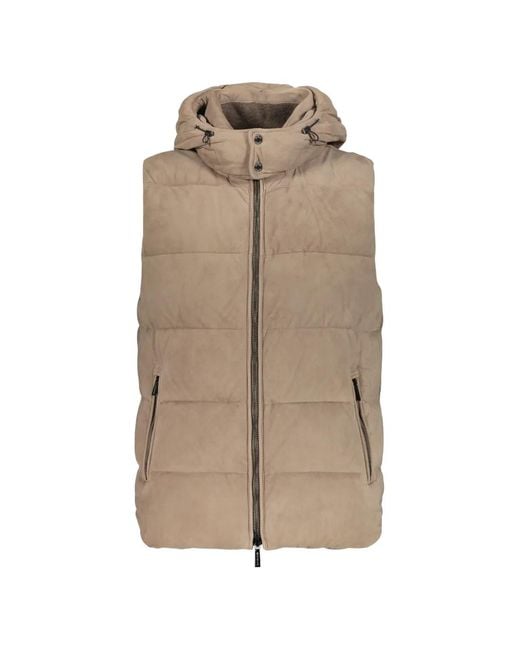 Moorer Natural Fire-Ur Padded Leather Gilet for men