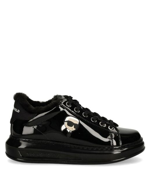 Karl Lagerfeld Black Ikonik Nft Kapri Leather Sneakers