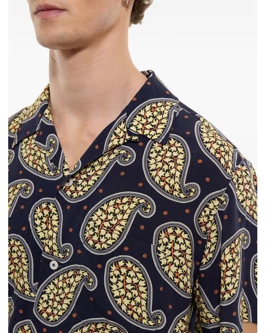 Fursac Black Paisey-Print Shirt for men