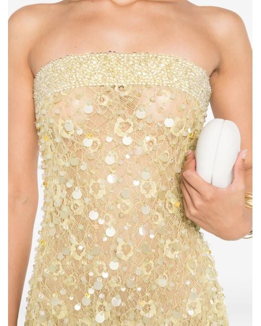 Abito Corto Con Paillettes di Roberta Einer in Yellow