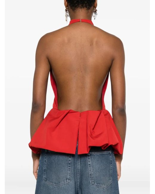 Top con peplum y cuello halter Magda Butrym de color Red