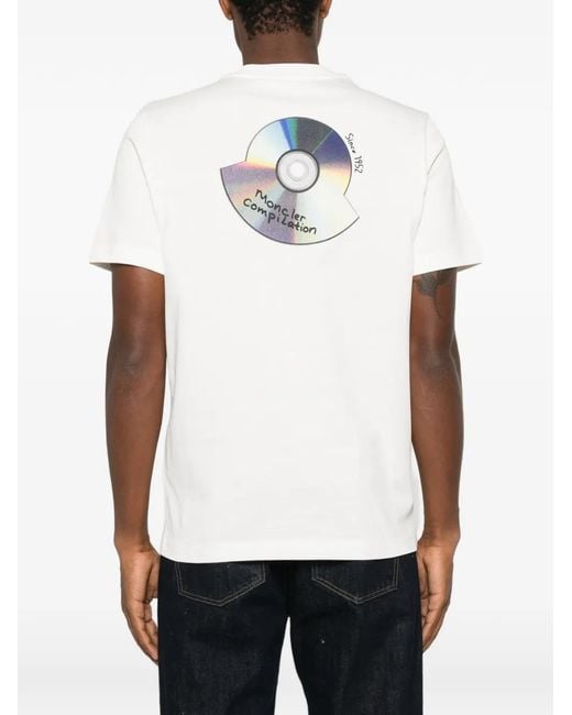 Moncler White Logo-Print Short-Sleeve T-Shirt for men