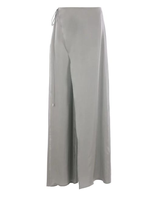 Blumarine Gray Wrap-Detail Trousers