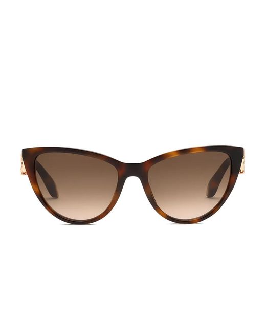 Roberto Cavalli Brown Cat-Eye Logo Sunglasses
