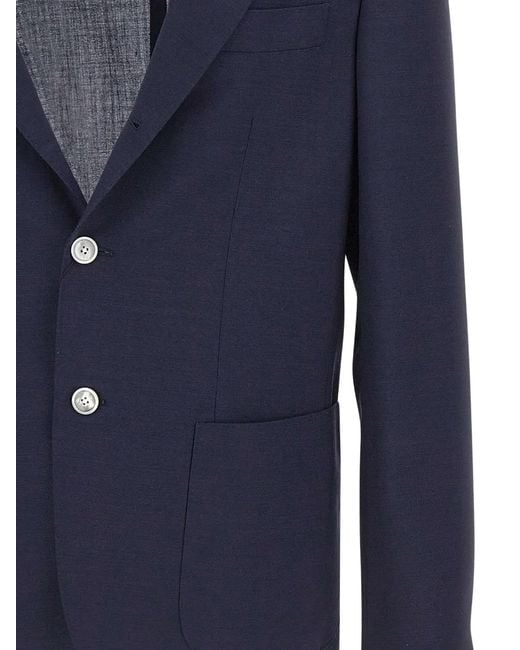 Barba Napoli Blue Button Blazer for men