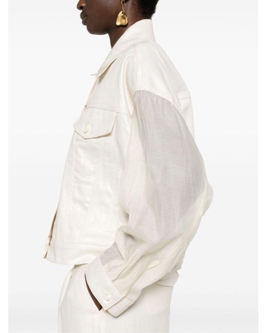 Peserico White Metallic-effect Semi-sheer Sleeve Jacket