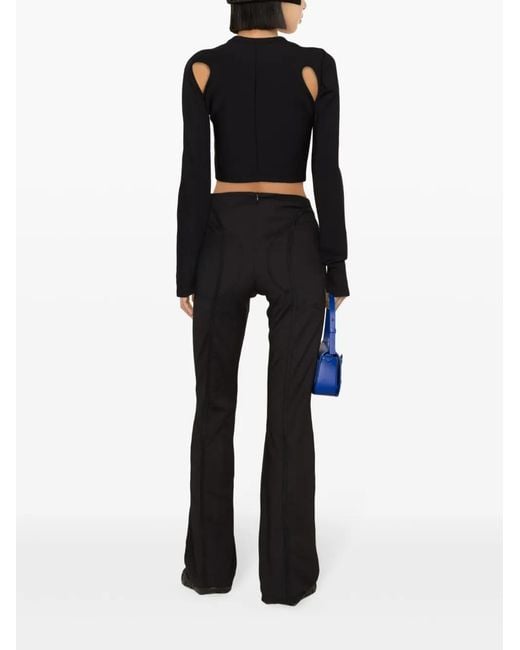 Off-White c/o Virgil Abloh Black Cut-Out Long Sleeve Cropped Top