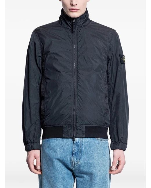 Stone Island Blue Logo-Patch Zip-Up Jacket for men