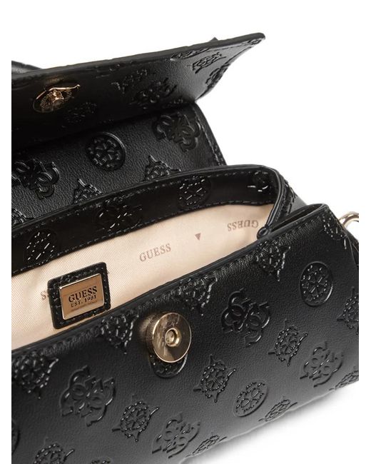 Guess Black Diana Logo-Embossed Top-Handle Tote Bag