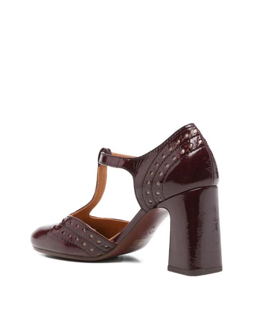 Chie Mihara Brown 80Mm Mante T-Bar Perforated Pumps