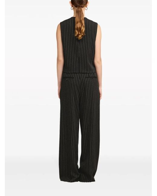AMI Black Pinstriped Crepe Vest