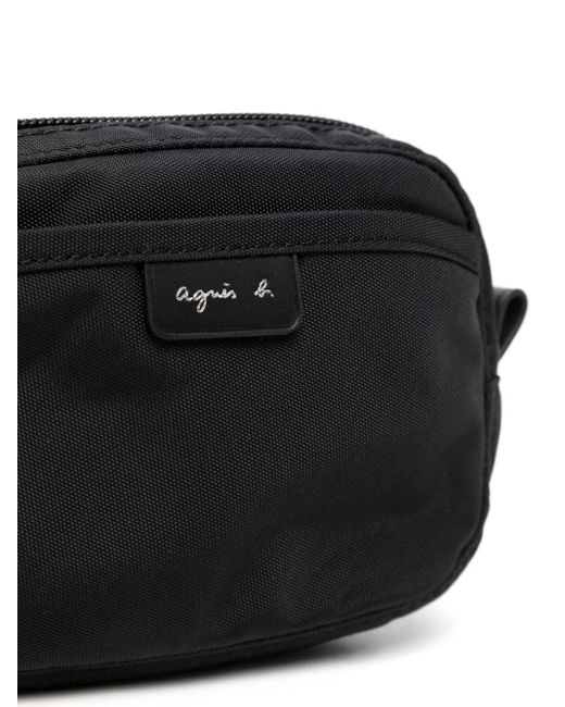 Agnes B. Black Curved Logo-Patch Wallet