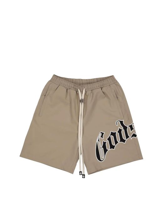 Godspeed Natural Og Logo-Patch Drawstring Shorts for men