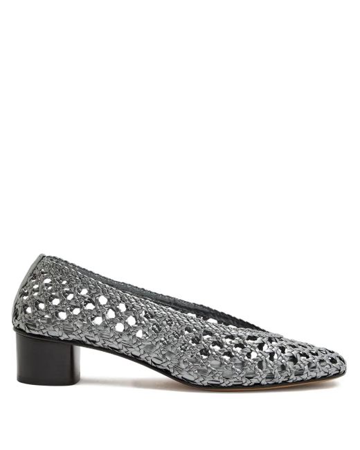 Le Monde Beryl Gray 40Mm Woven-Leather Pumps