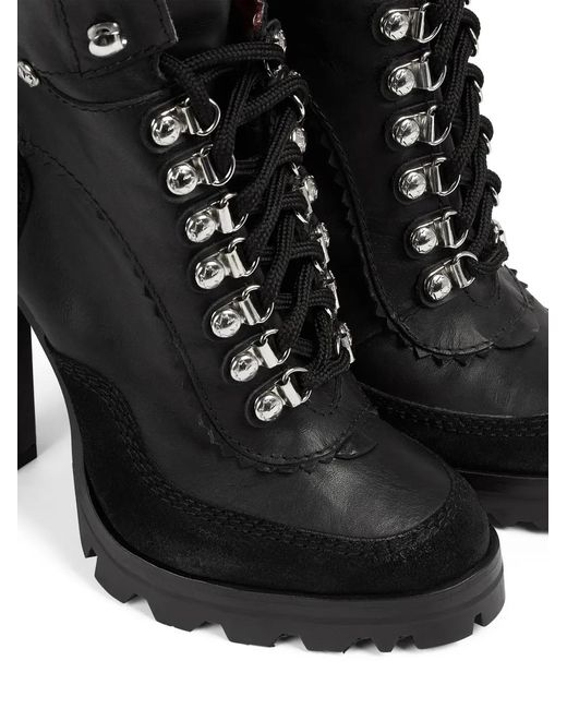 DSquared² Black 120Mm Round-Toe Leather Boots