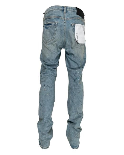Purple Brand Blue Paint-Splatter Jeans for men