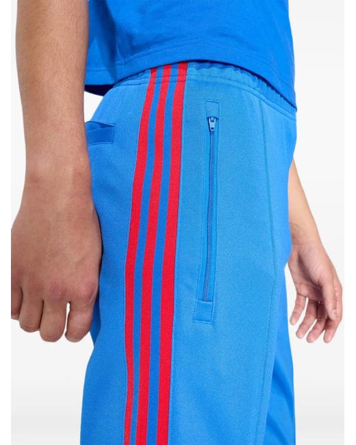 Adidas Blue Logo-Embroidered Side-Stripe Track Pants for men