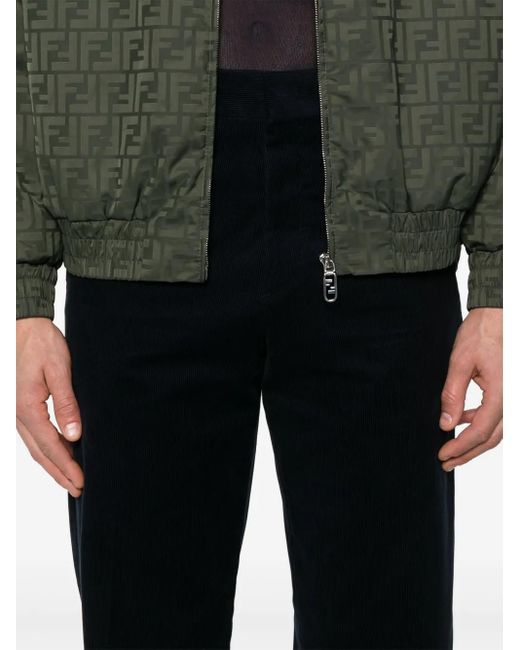 Fendi Black 'Ff' Embossed Pants for men