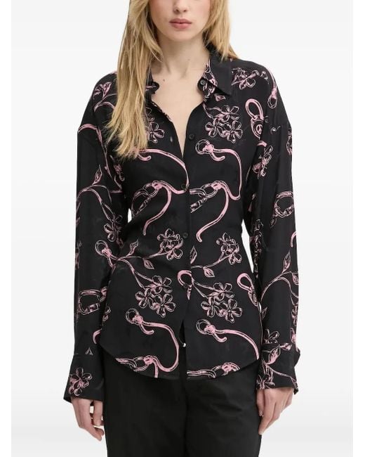 Moschino Black Floral-Print Shirt