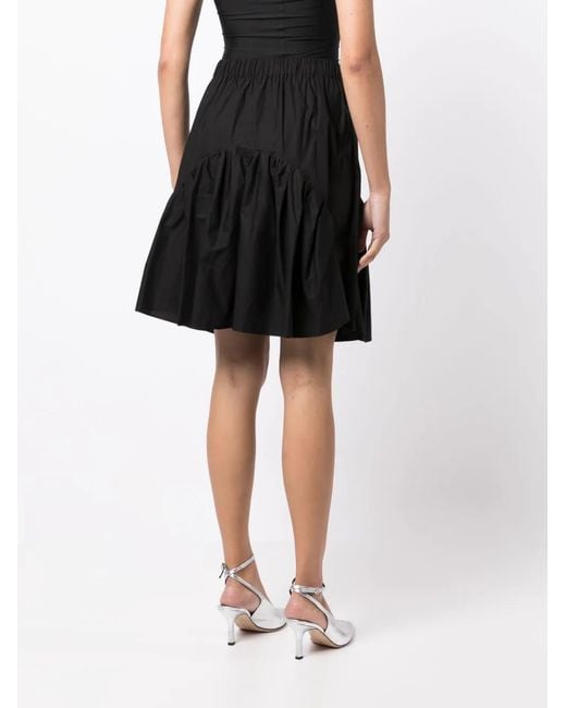 JNBY Black Ruffled Cotton Midi Skirt