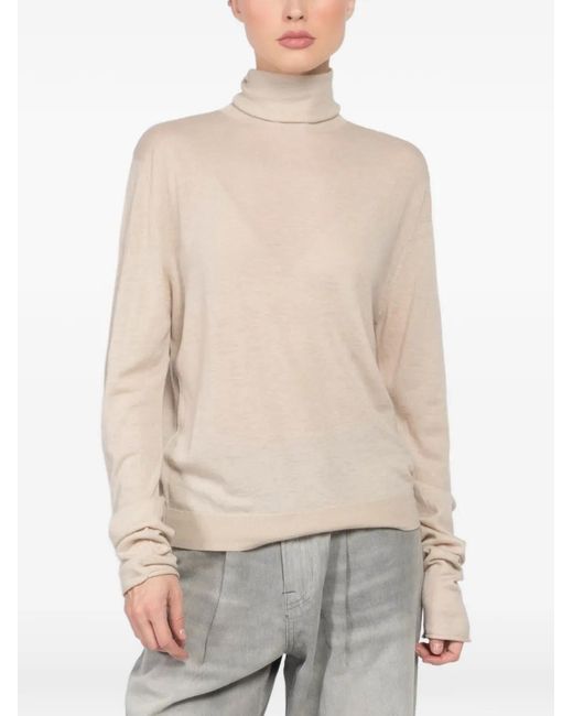 Extreme Cashmere White Thunder Roll-Neck Top