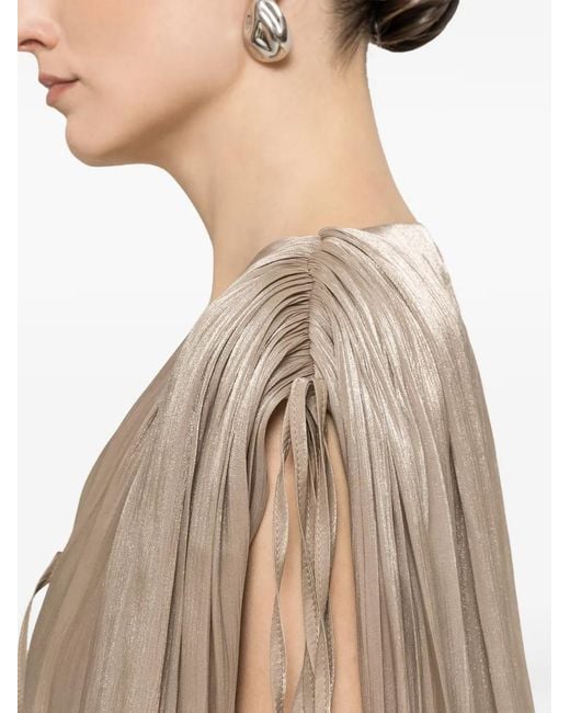 Nissa Natural Pleated Mini Dress
