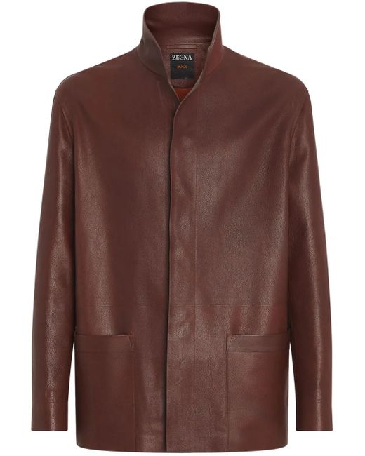 メンズ Zegna レザージャケット Brown