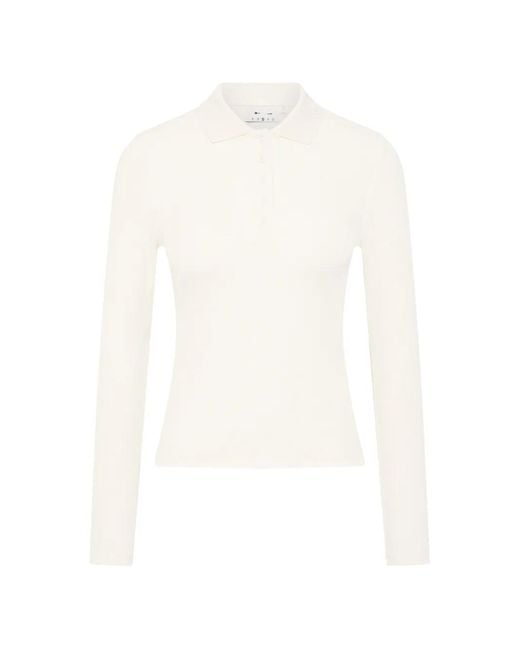 The Upside White Cruz Ribbed-Knit Polo Shirt