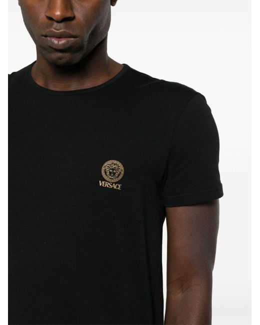 Versace Black Cotton Blend T-Shirt Set for men