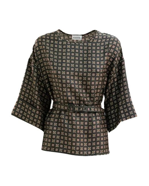 P.A.R.O.S.H. Black Geometric-Pattern Blouse