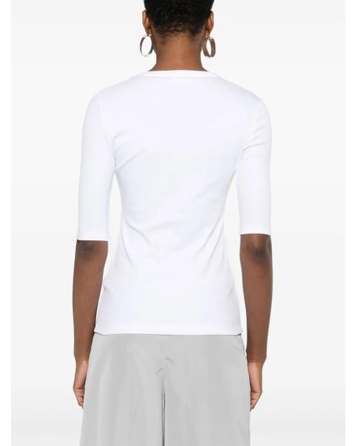 Fabiana Filippi White Deep Scoop Neck Jersey T-Shirt
