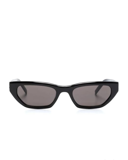 Saint Laurent Gray Logo-Plaque Cat-Eye Sunglasses