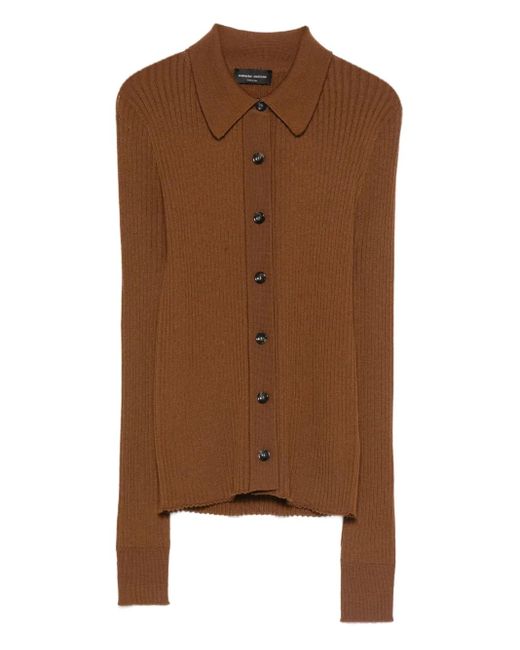 Roberto Collina Brown Polo-Collar Cardigan