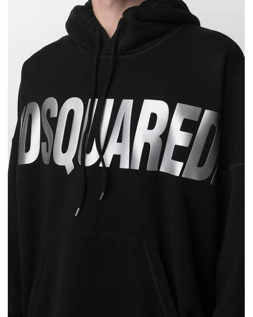 DSquared² Black Logo-Print Hoodie for men