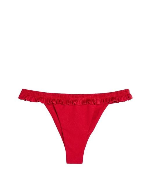 Faithfull The Brand Red Alma Ruffled Bikini Bottoms