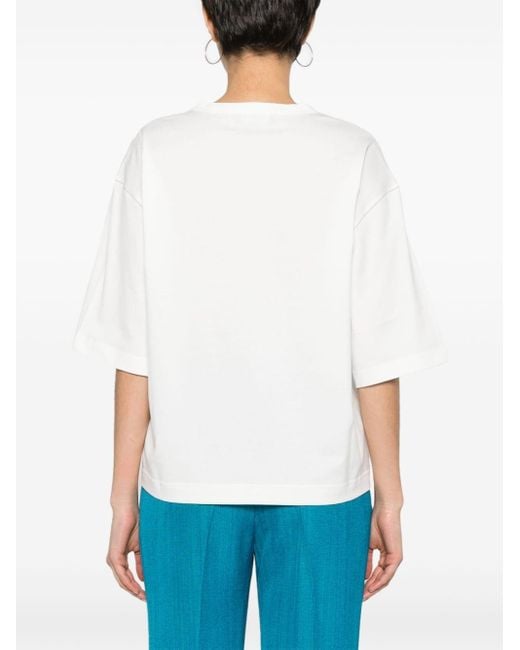 T-shirt en coton à détail de chaîne Fabiana Filippi en coloris White
