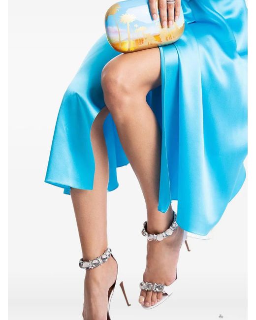Alejandra Alonso Rojas Blue Tie-Front Long-Sleeve Midi Dress