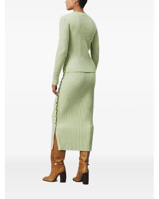 Top de canalé con botones Tory Burch de color Green