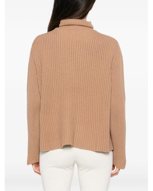 Liviana Conti Natural Ribbed-Knit Turtleneck Sweater