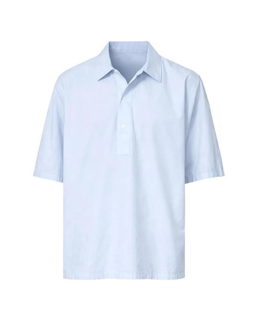 Officine Generale Blue Short-Sleeve Polo Shirt for men