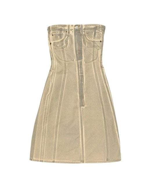 Acne Natural Denim-Print Mini Dress