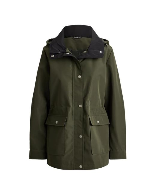 Ralph Lauren Green Hooded Funnel-Neck Coat