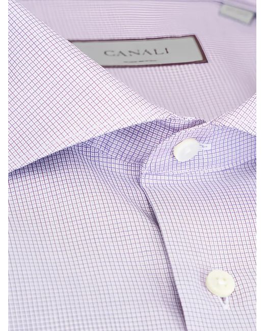 Canali Purple Grid-Pattern Shirt for men