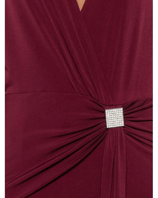 Nissa Red Crystal-Detail Midi Dress