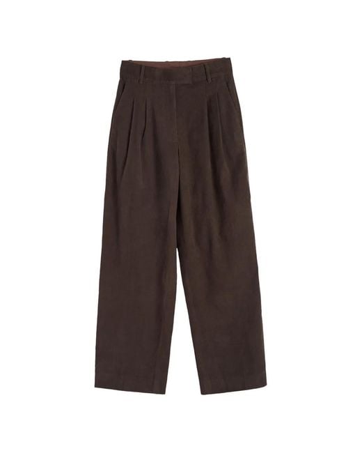 Chinti & Parker White Pleated Corduroy Trousers