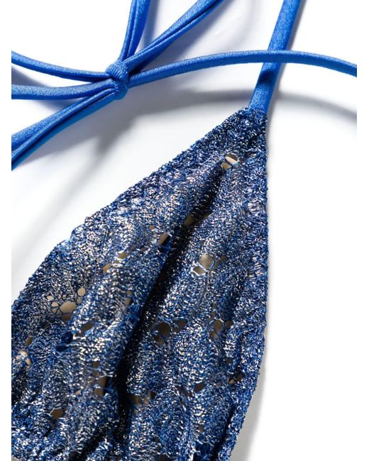 Missoni Blue Lurex Knitted-overlay Bikini