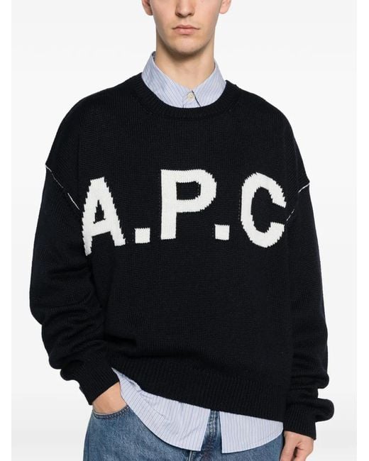 A.P.C. Black Logo-Lettering Sweater for men