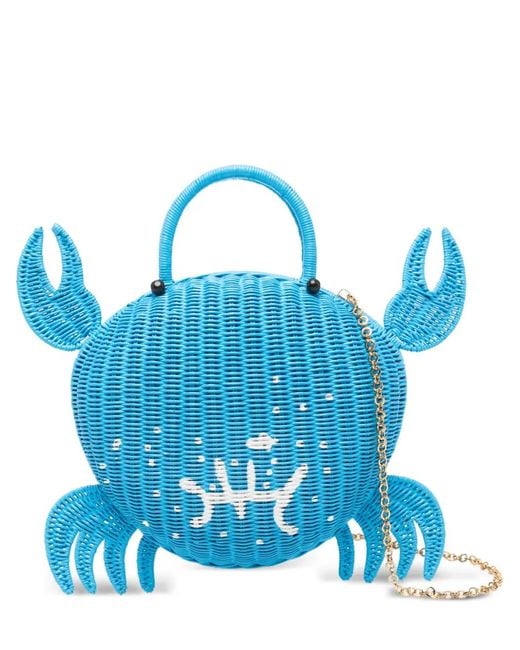 Serpui Blue Crab Top-Handle Clutch Bag