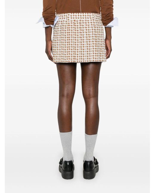 Minifalda plisada con motivo de cachemira Miu Miu de color Natural