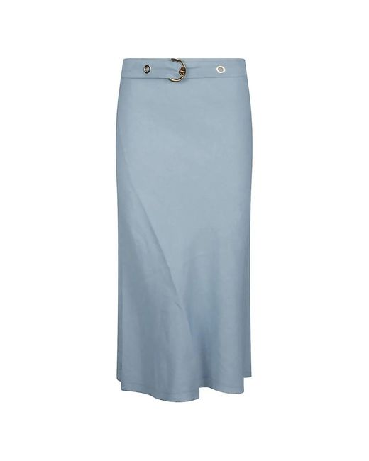 Pinko Blue Belted Eyelet-Embellished Midi Skirt